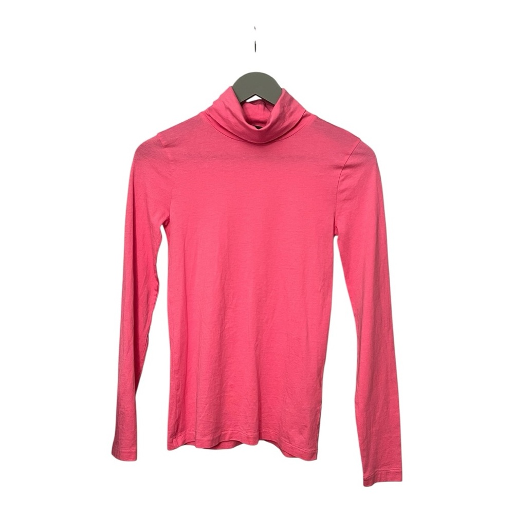 J Crew 100% Cotton Lightweight Turtleneck in Hot Pink Barbiecore